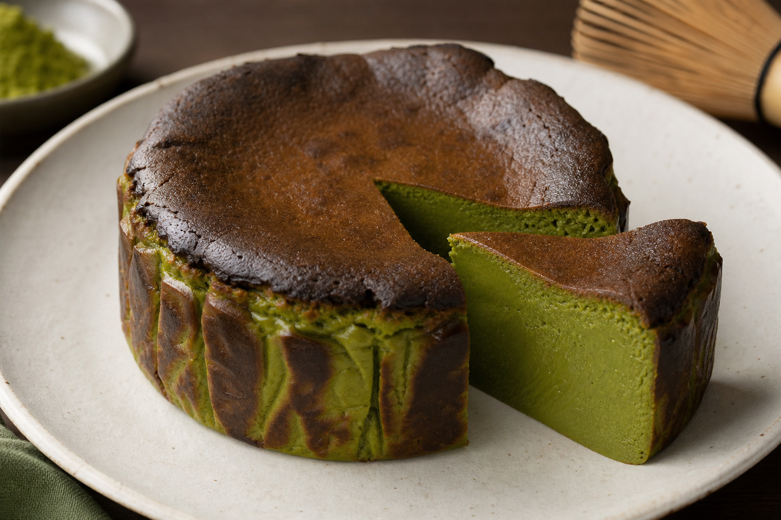 抹茶のバスクチーズケーキ